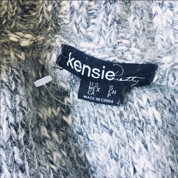 NEW NORDSTROM KENSI $118 Cowl Neck Grey White Chunky Knit Short Sleeve Sweater S - Picture 4 of 15